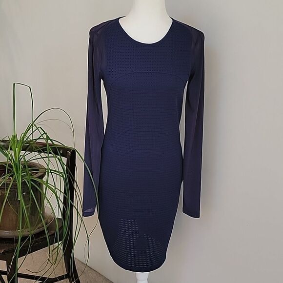 Reiss mesh sleeve Rita dress Indigo blue - Picture 5 of 15